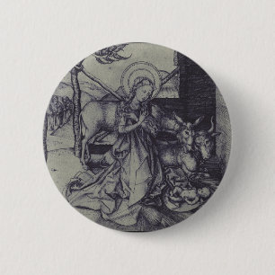 The Christmas Nativity Stark Ink Art 6 Cm Round Badge