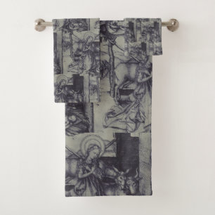 The Christmas Nativity Stark Ink Art Bath Towel Set