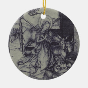 The Christmas Nativity Stark Ink Art Ceramic Tree Decoration