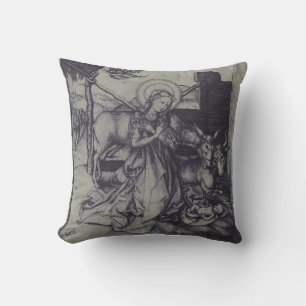 The Christmas Nativity Stark Ink Art Cushion