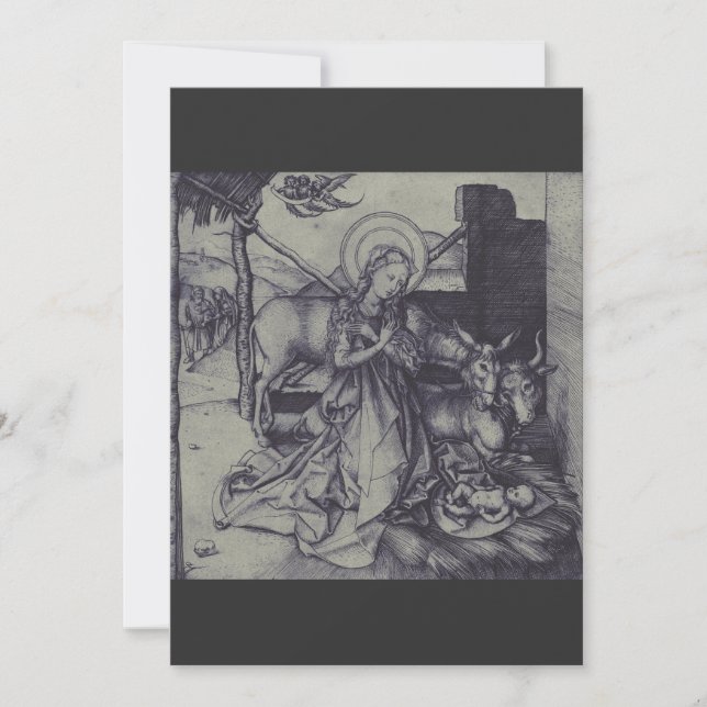 The Christmas Nativity Stark Ink Art Invitation (Front)