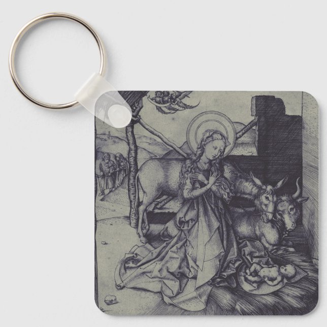 The Christmas Nativity Stark Ink Art Key Ring (Front)