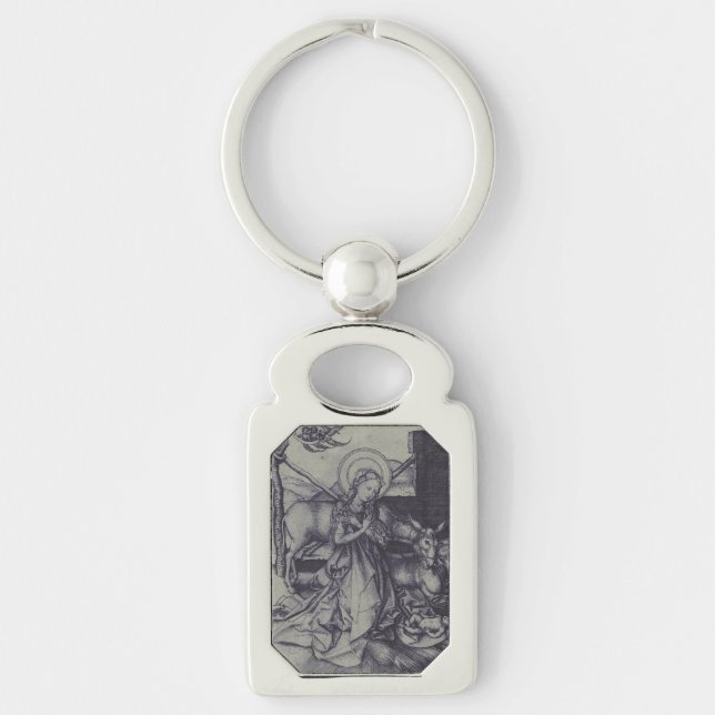 The Christmas Nativity Stark Ink Art Key Ring (Front)