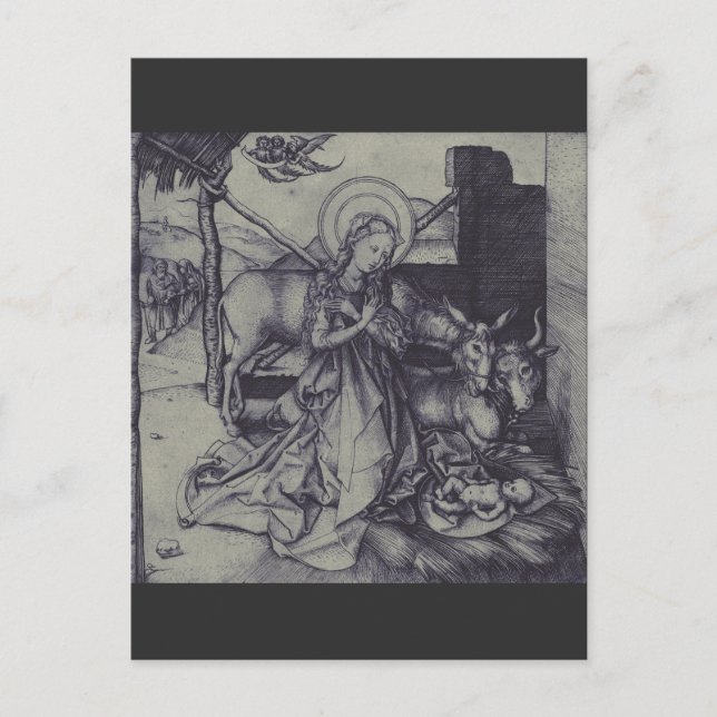 The Christmas Nativity Stark Ink Art Postcard (Front)