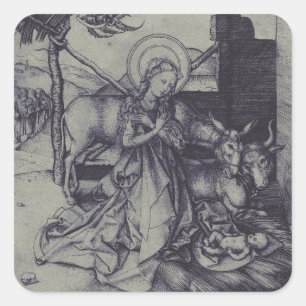 The Christmas Nativity Stark Ink Art Square Sticker
