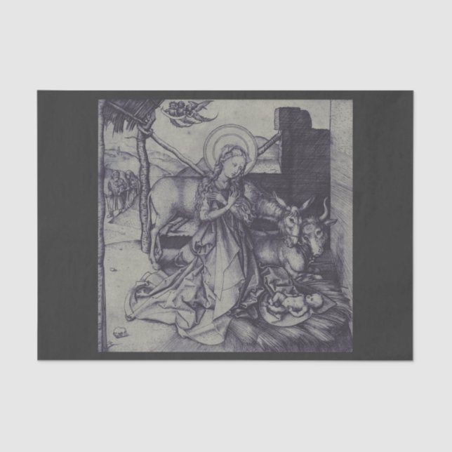 The Christmas Nativity Stark Ink Art Tissue Paper (Front)