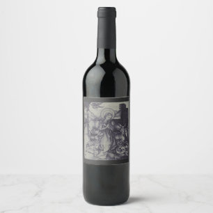 The Christmas Nativity Stark Ink Art Wine Label