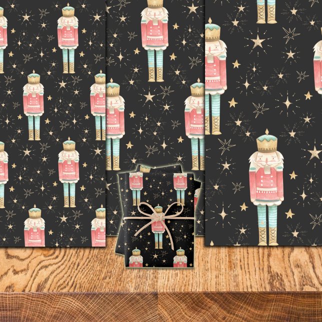 The Christmas Nutcracker Gold Starry Night Wrapping Paper Sheet (The Christmas Nutcracker Gold Starry Night)