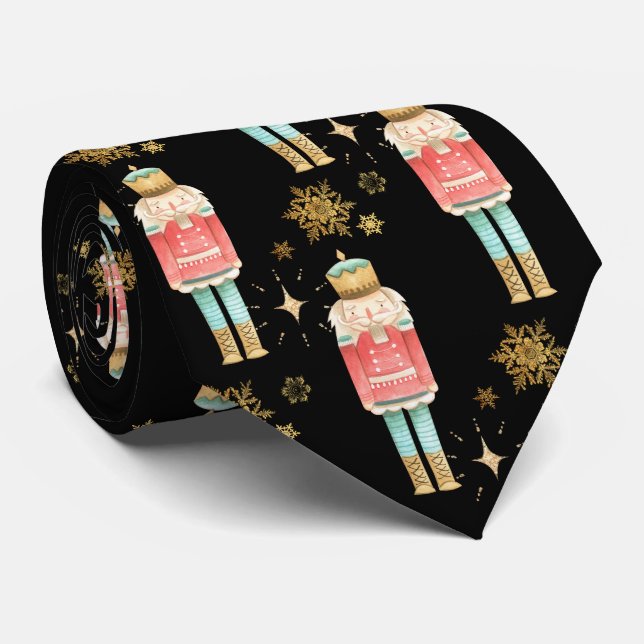 The Christmas Nutcracker Golden Snowflakes Black Tie (Rolled)