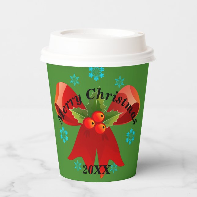 The Christmas Party (Red Christmas Ribbon) Paper Cups (Front)