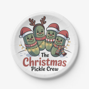 The Christmas Pickle Crew Pickle Lovers Santa Xmas Paper Plate