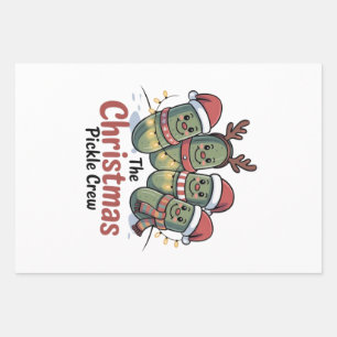 The Christmas Pickle Crew Pickle Lovers Santa Xmas Wrapping Paper Sheet