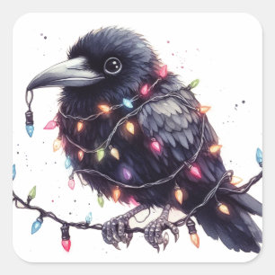 The Christmas Raven Square Sticker