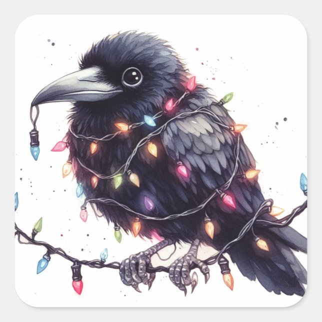 The Christmas Raven Square Sticker (Front)