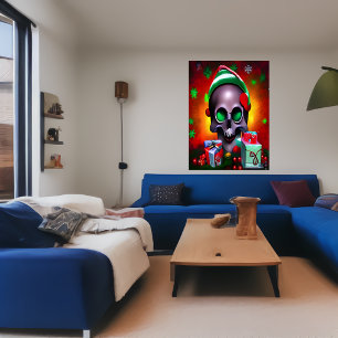 The Christmas skull   AI Art Poster