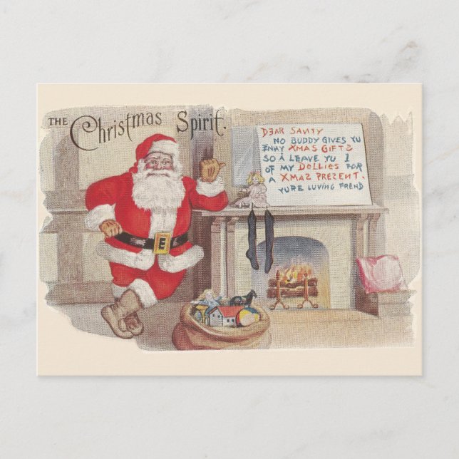 The Christmas Spirit - Vintage Postcard Art (Front)
