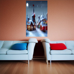 The Christmas Village AI Art Poster