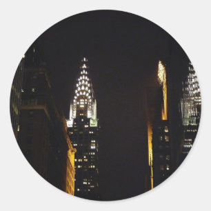 The Chrysler Building at Night, New York City Classic Round Sticker