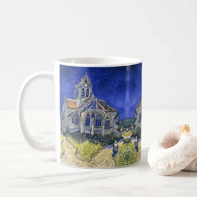 The Church at Auvers,  by Vincent Van Gogh  Coffee Mug (With Donut)