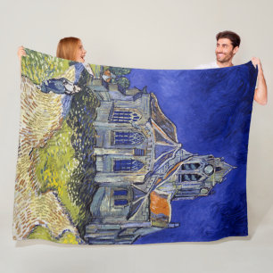 The Church at Auvers, Van Gogh Fleece Blanket