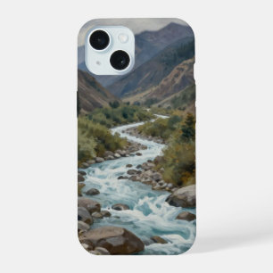 The Churning Current: A Glacial River Winding iPhone 15 Case