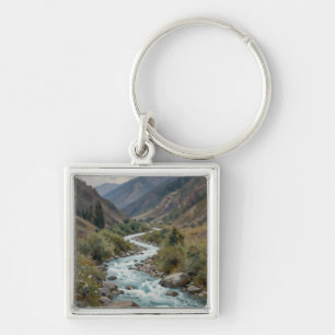 The Churning Current: A Glacial River Winding Key Ring
