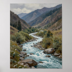 The Churning Current: A Glacial River Winding Poster