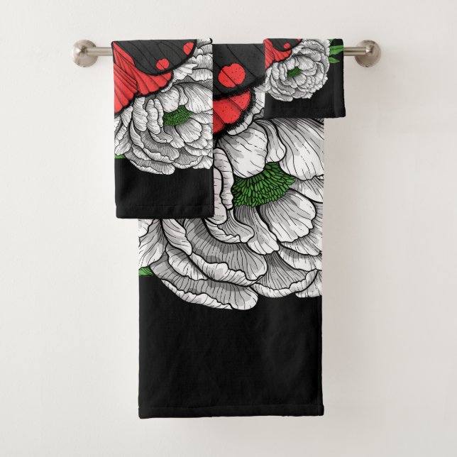 The cinnabar moth bath towel set (Insitu)