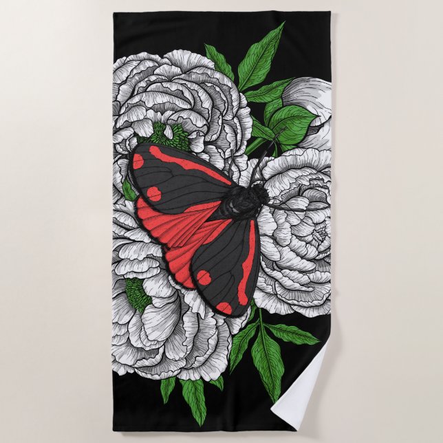 The cinnabar moth beach towel (Front)