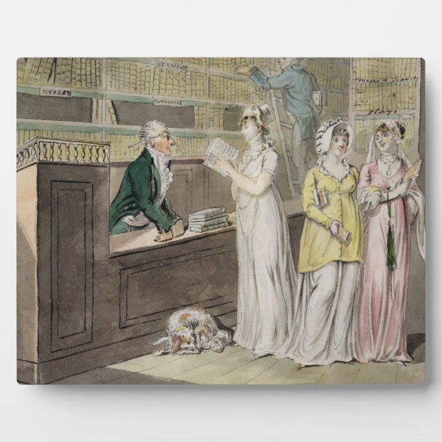 The Circulating Library (pen and ink and w/c and w Plaque (Front)