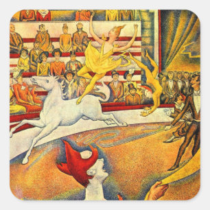 The Circus by Georges Seurat, Vintage Fine Art Square Sticker