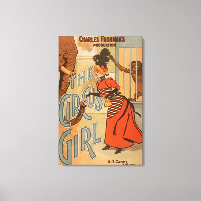 The Circus Girl - Feeding Elephant and Monkey Canvas Print (Front)