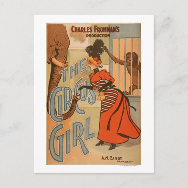 The Circus Girl - Feeding Elephant and Monkey Postcard (Front)
