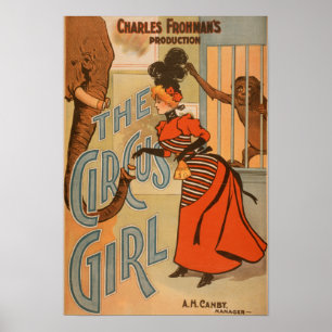 The Circus Girl - Feeding Elephant and Monkey Poster