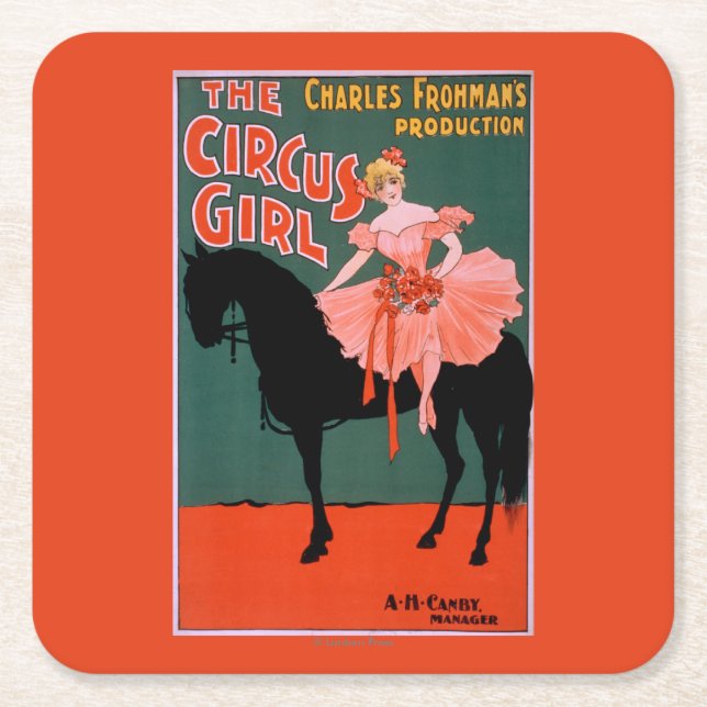 The Circus Girl - Woman on Horse Theatrical Square Paper Coaster (Front)