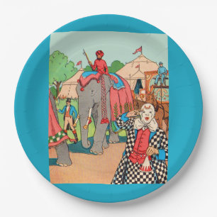 The circus is coming to town paper plate