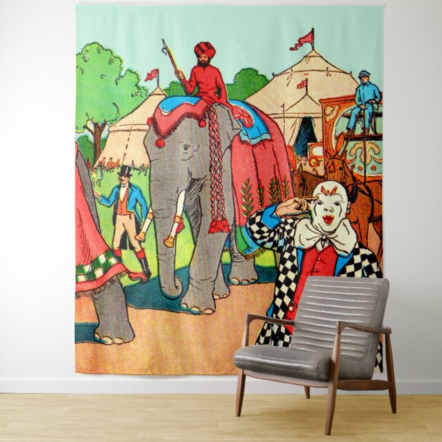 The circus is coming to town print tapestry (In Situ)