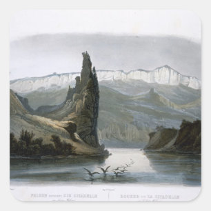 The Citadel Rock on the Upper Missouri, plate 18 f Square Sticker