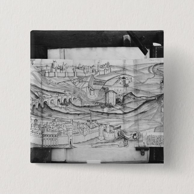 The city and the village of Carcassonne, 1462 15 Cm Square Badge (Front)