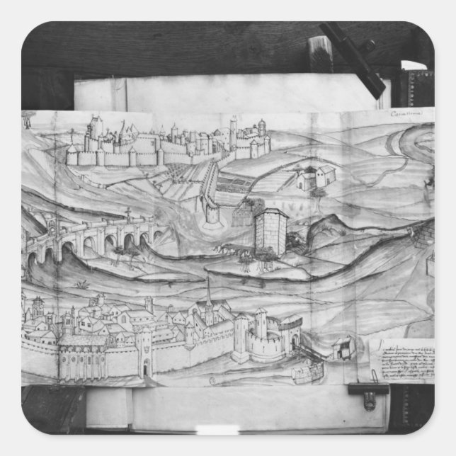 The city and the village of Carcassonne, 1462 Square Sticker (Front)