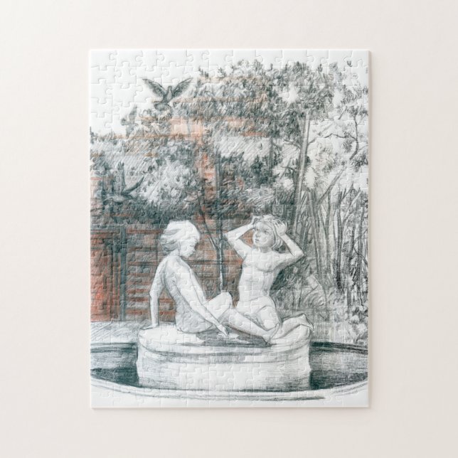 the city fountain with figurines of girls jigsaw puzzle (Vertical)