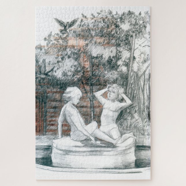 the city fountain with figurines of girls jigsaw puzzle (Vertical)