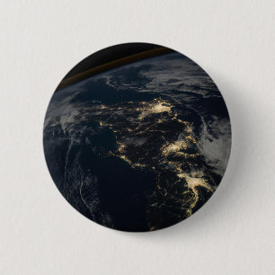 The City Lights Of Japan At Night. 6 Cm Round Badge