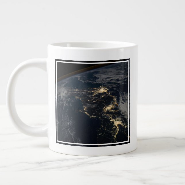 The City Lights Of Japan At Night. Large Coffee Mug (Left)