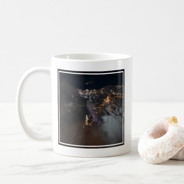 The City Lights Of Jazan And Its Suburbs Coffee Mug (With Donut)
