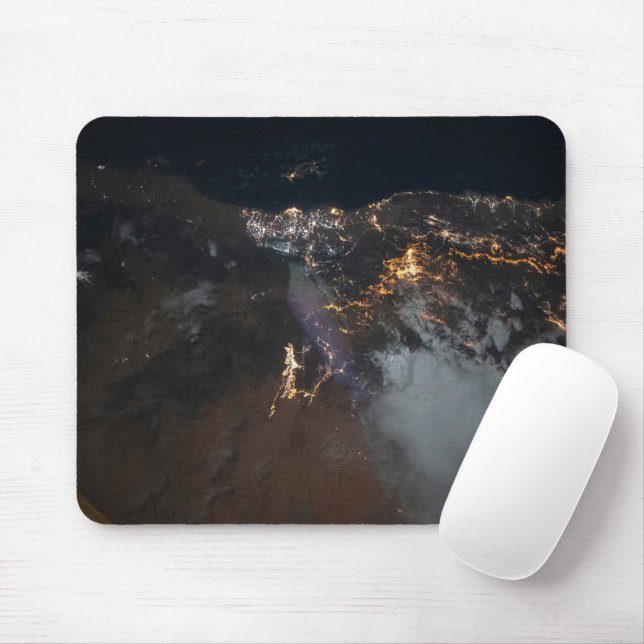 The City Lights Of Jazan And Its Suburbs Mouse Mat (With Mouse)