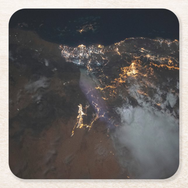 The City Lights Of Jazan And Its Suburbs Square Paper Coaster (Front)