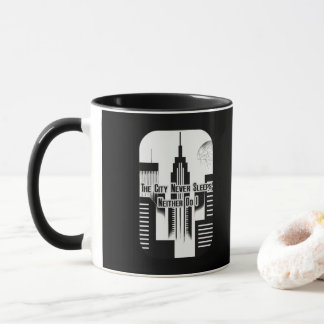 The City Never Sleeps Hustle Skyline Design Mug