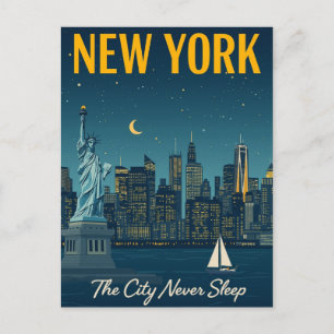 The City Never Sleeps New York Travel Postcard