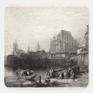 The City of Cologne, engraved by M.J. Sterling Square Sticker